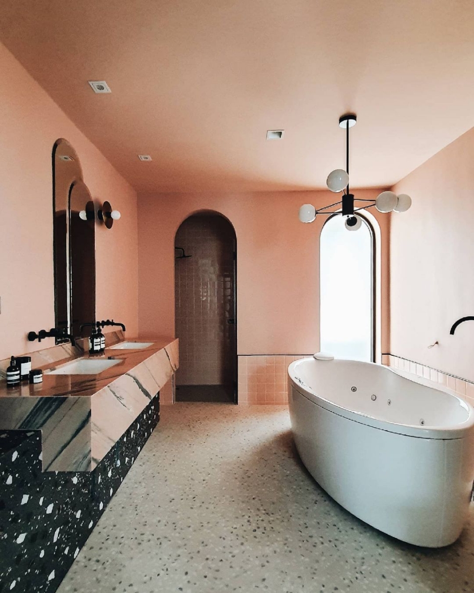 Bathroom at Insta-worthy cafe-themed home in Bangkok, Thailand