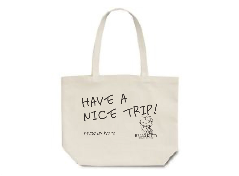 Free Hello Kitty tote bag at Resi Stay Kyoto Japan