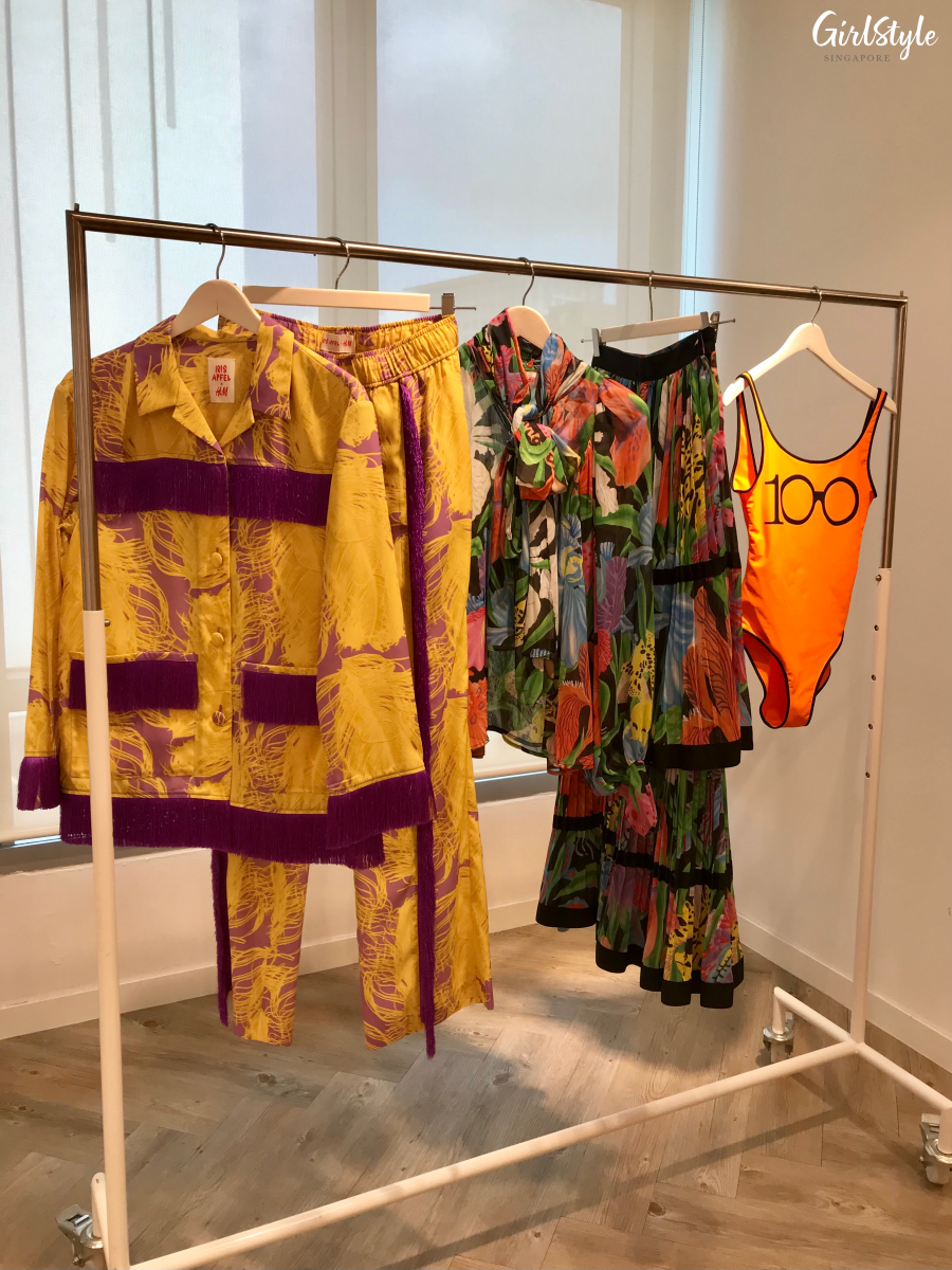 Iris Apfel x H&M fringed shirt and trousers, swimsuit, co-ord shirt and trousers