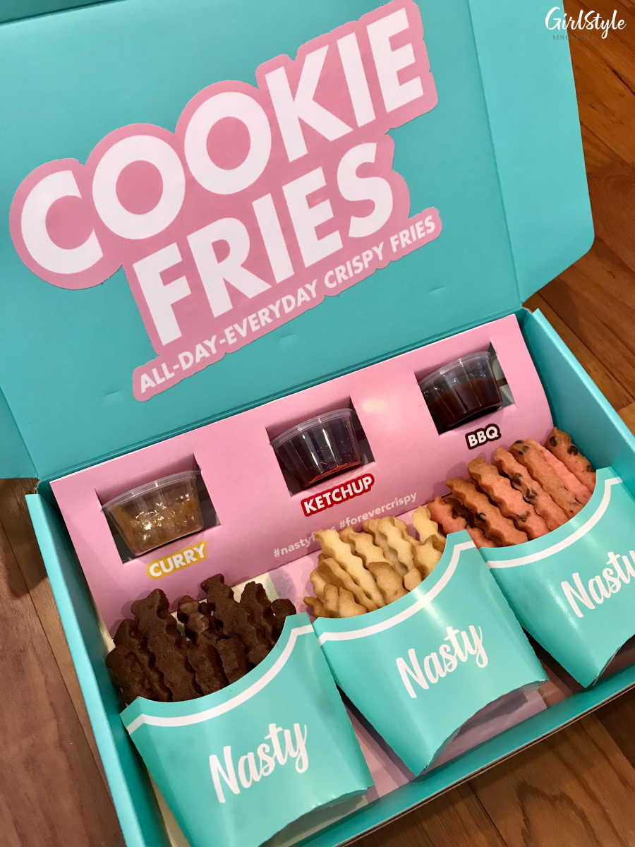 Nasty Cookie Crispy Fries in Original, Chocolate and Strawberry with sauces