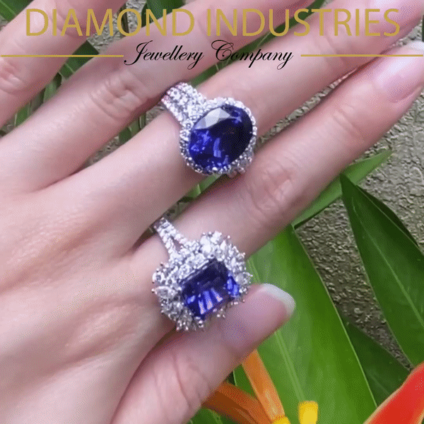 (Top) Natural Tanzanite, 6.87ct, GIA Certified. Natural Diamonds, 1.49Ct. 18K White Gold. (Bottom) Natural Tanzanite, 4.62ct, GIA Certified. Natural Diamonds, 2.13Ct. 18K White Gold.