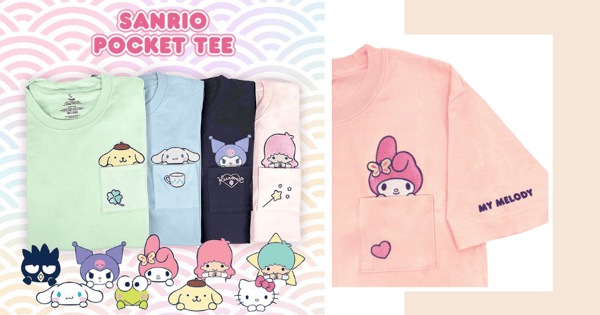 9 New Sanrio Tees In Singapore Ft. Your Fave Characters Peeking Out Adorably From Pockets