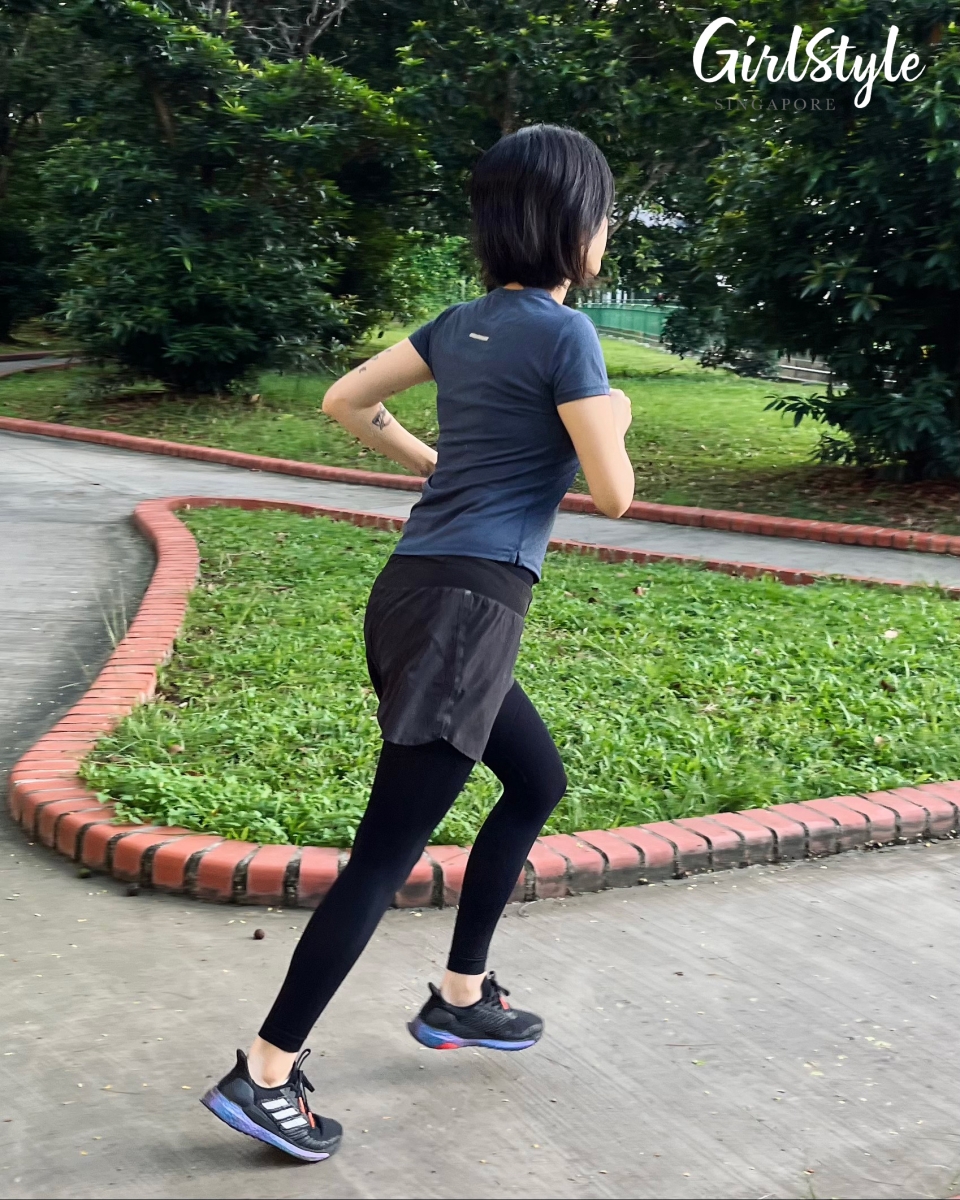 Wearing SLIMWALK BeauActy Compression Leggings for Sport.