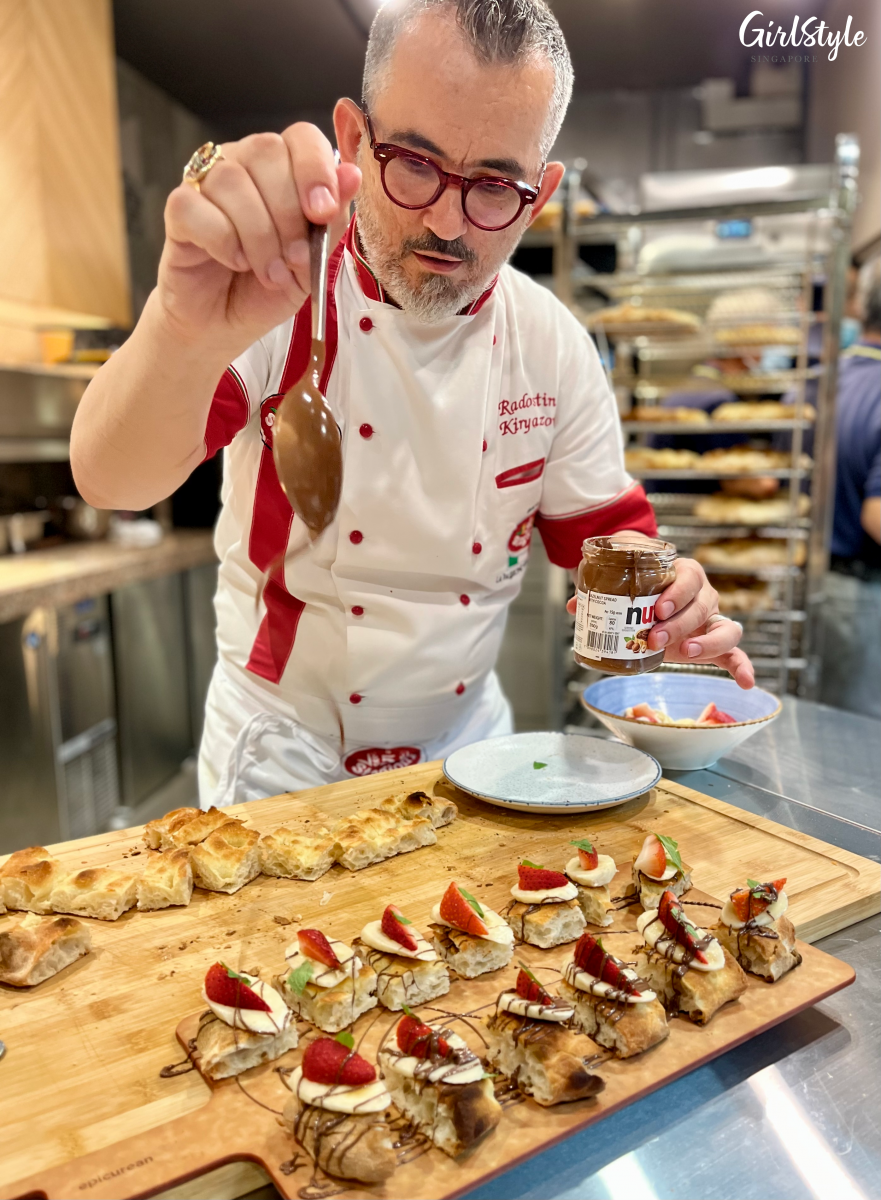 Chef Radostin Kiryazo making his award-winning Nutella pizza dessert - L’Arte Pizza and Focaccia