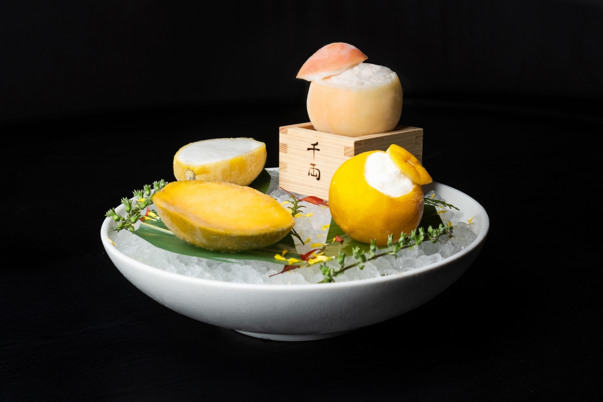 sen-ryo fruit desserts - Lemon Sorbet, Peach Sorbet, Yuzu Sorbet, Mango Sorbet