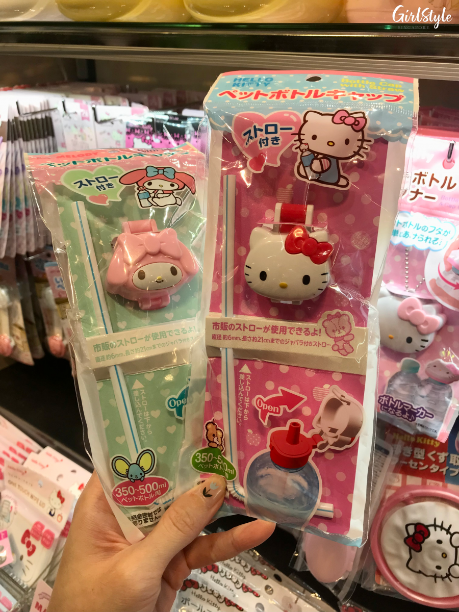 Hello Kitty and My Melody bottle caps at Daiso Singapore