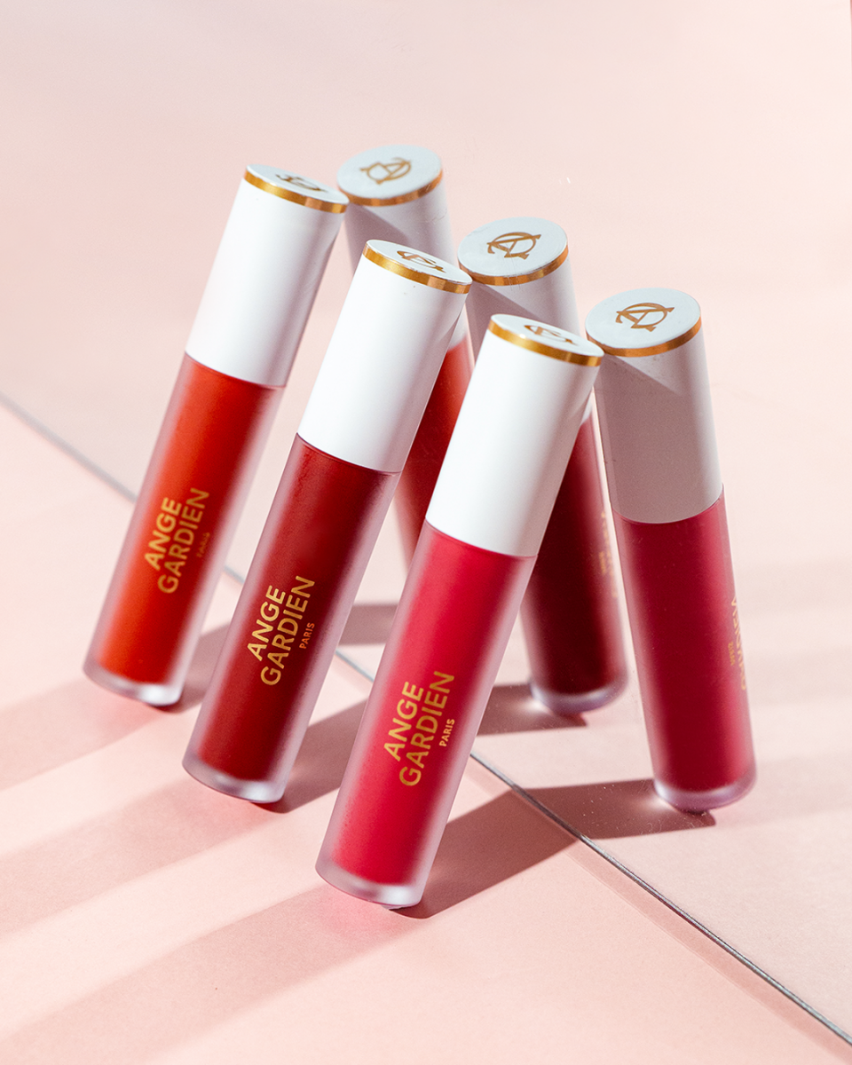 Colour Nurture Lip Lacquer, $28.80, Ange Gardien Paris. Shades (left to right): 63 Mademoiselle, 65 Velvet Siren, 61 Valentine.