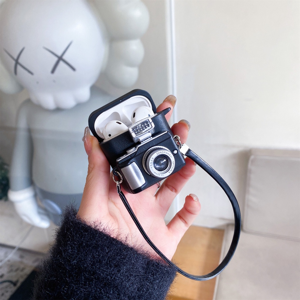 Camera-shaped AirPods case - black