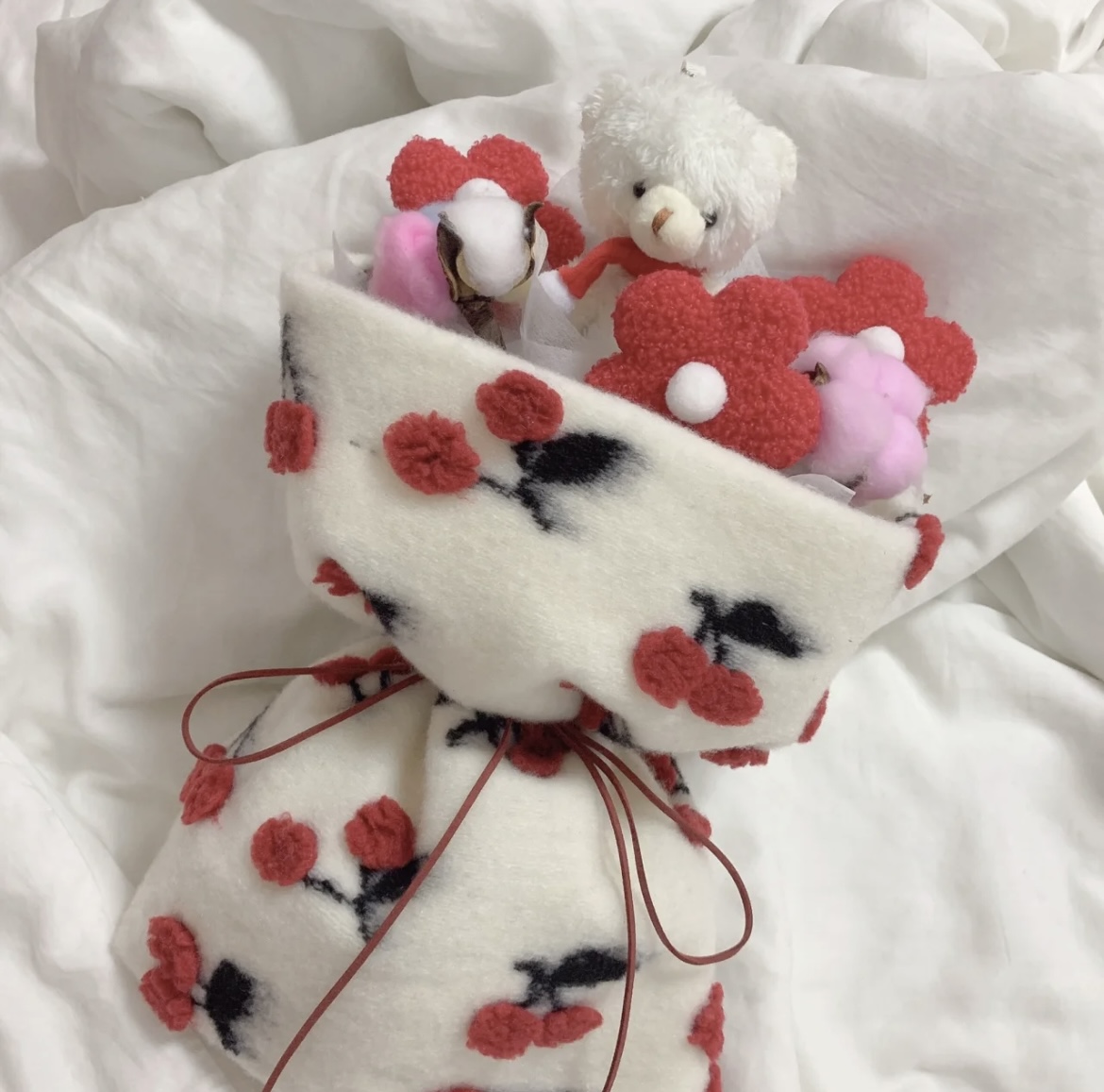 Notre Fleuriste Plush Bouquet - plush bear toy in a fabric bouquet with dried flowers