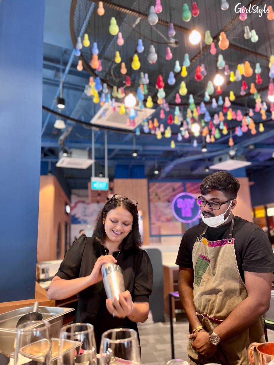 Cocktail making workshop by The Elephant Room - Family room kitchen at lyf Farrer Park Singapore
