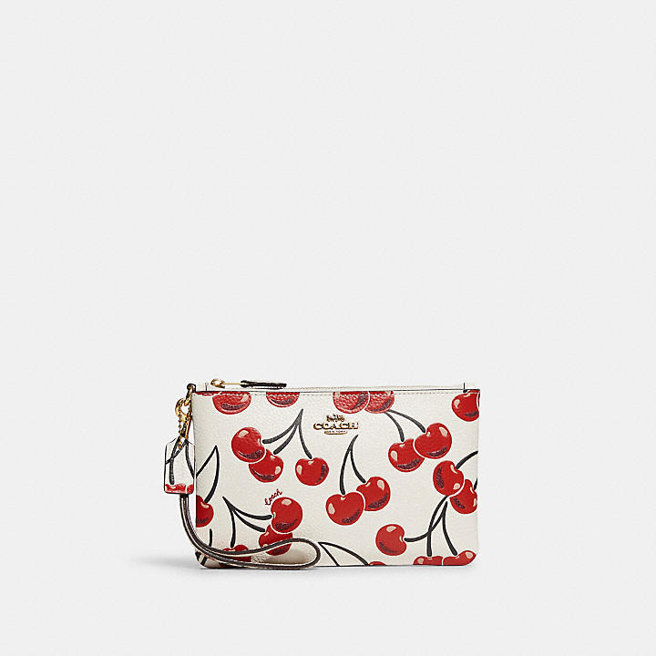 Coach Small Wristlet With Cherry Print
