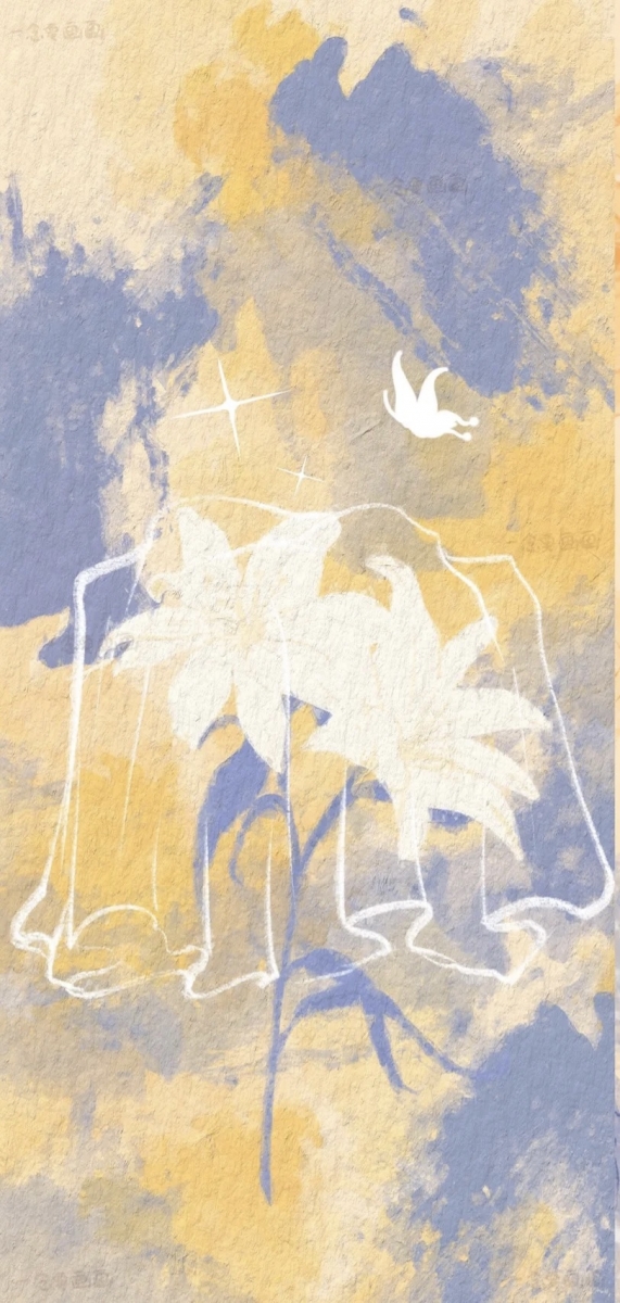 Blue & yellow floral phone wallpaper