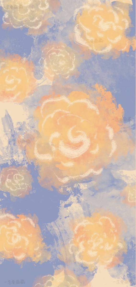 Blue & yellow floral phone wallpaper