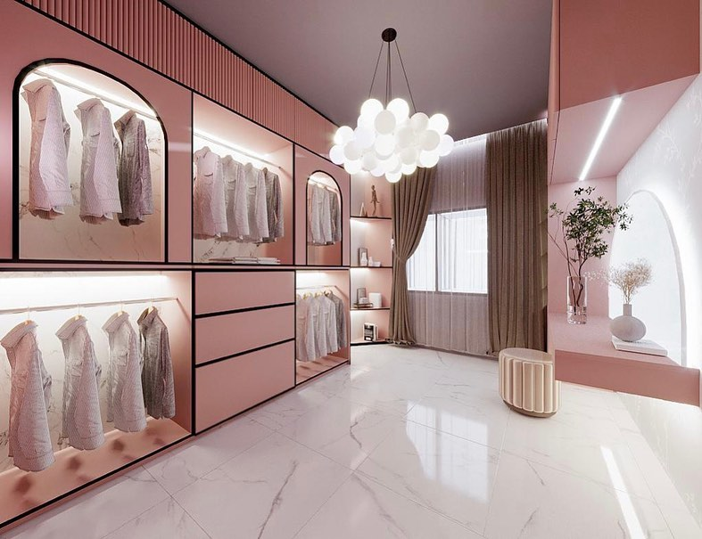 Pink HDB walk-in wardrobe Singapore