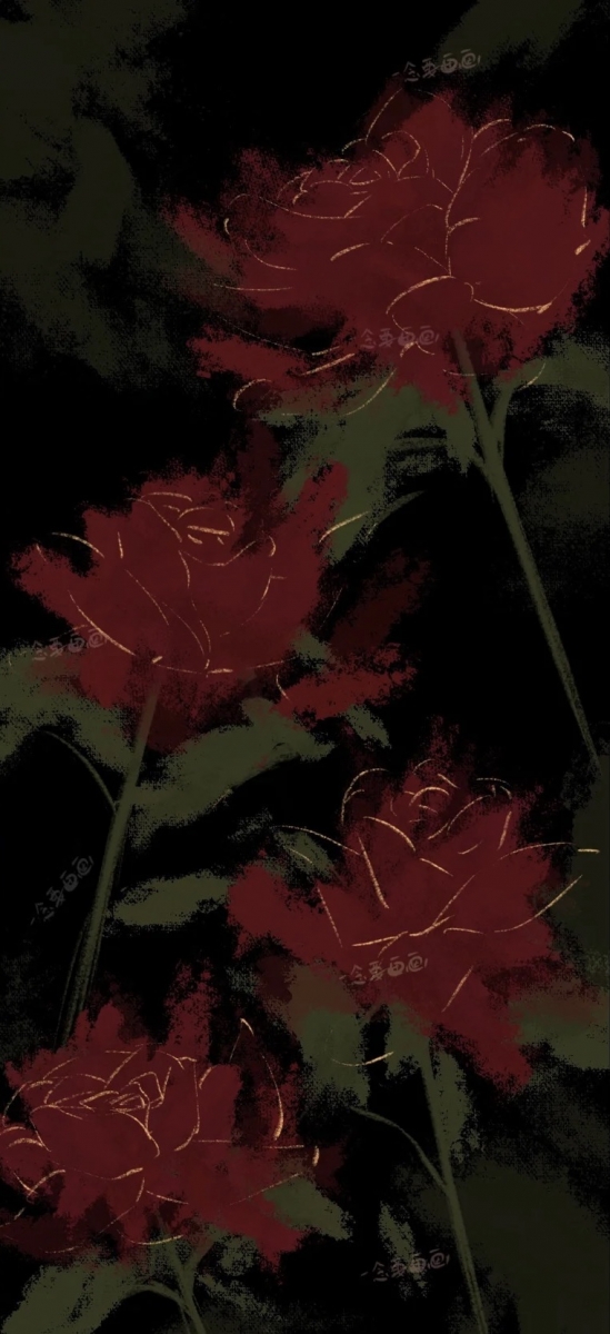 Black and red floral phone wallpaper