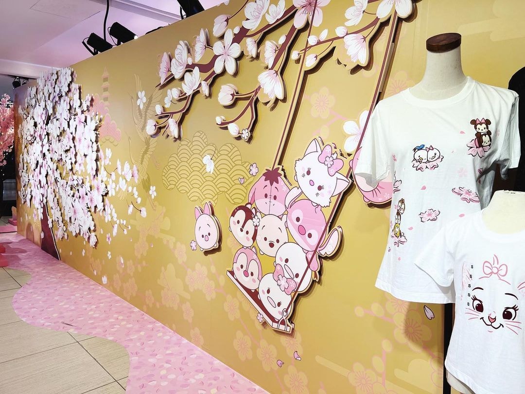 Goldwood sakura-themed Disney photo area at Suntec City