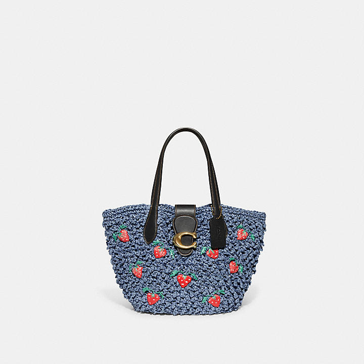 Coach Small Tote With Strawberry Embroidery