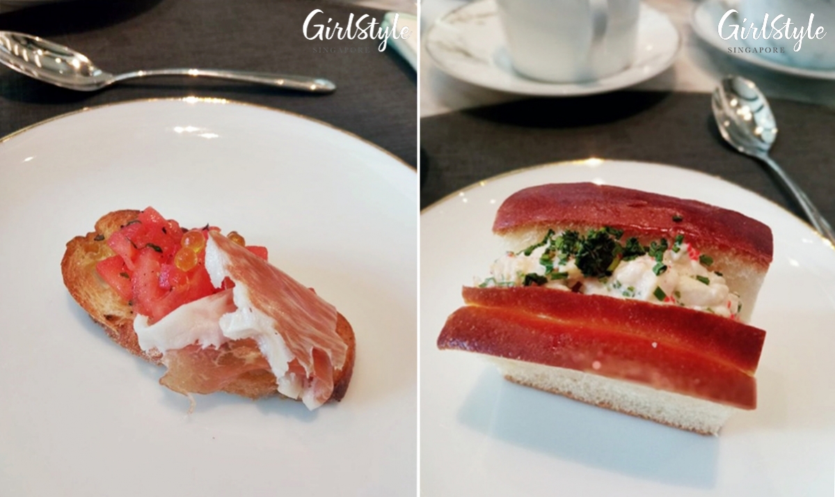Ginger.Lily afternoon tea Iberico Ham Crostini & Mini Lobster Roll