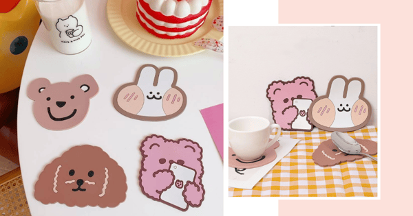 These Cute Korean-Style Animal Coasters In Singapore Cost Less Than $0.50, Are Non-Slip & Heat-Resistant