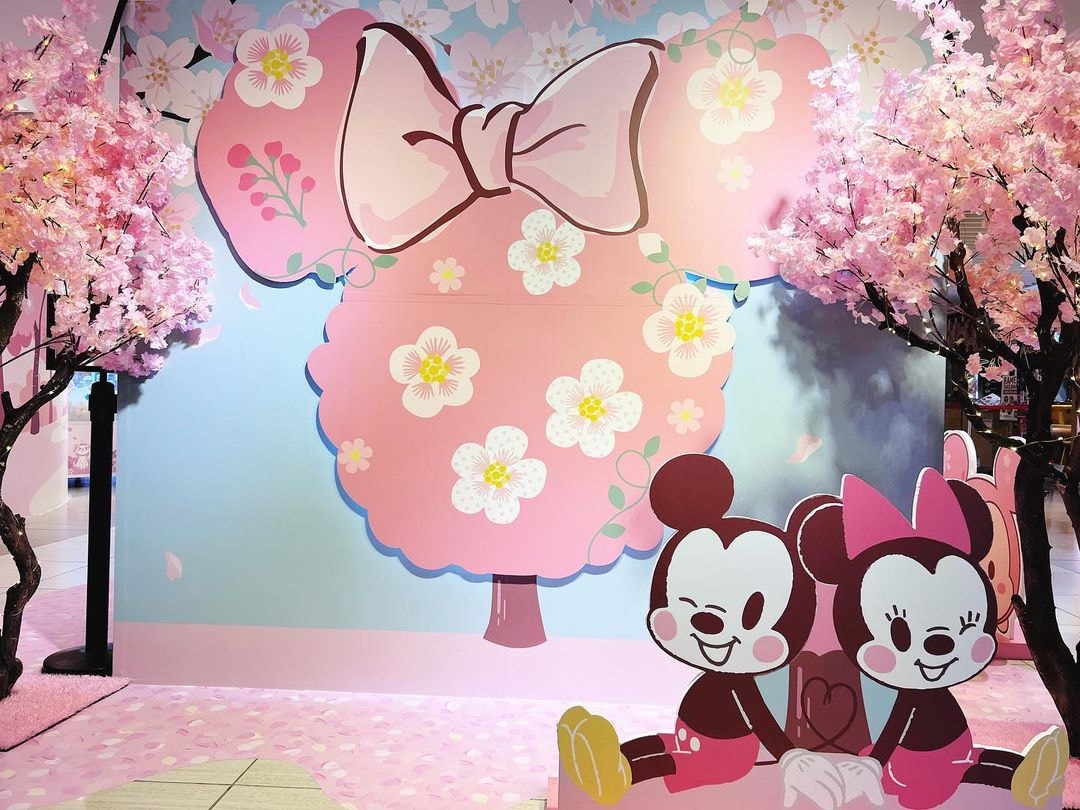 Goldwood sakura-themed Disney photo area at Suntec City