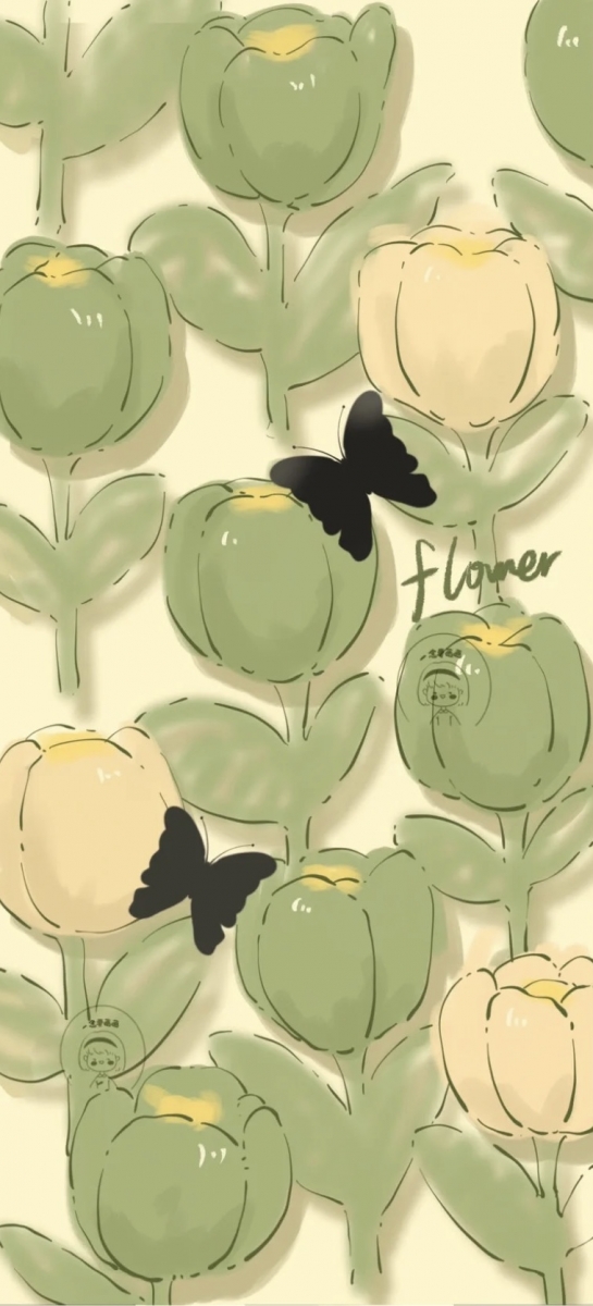 Green tulips phone wallpaper