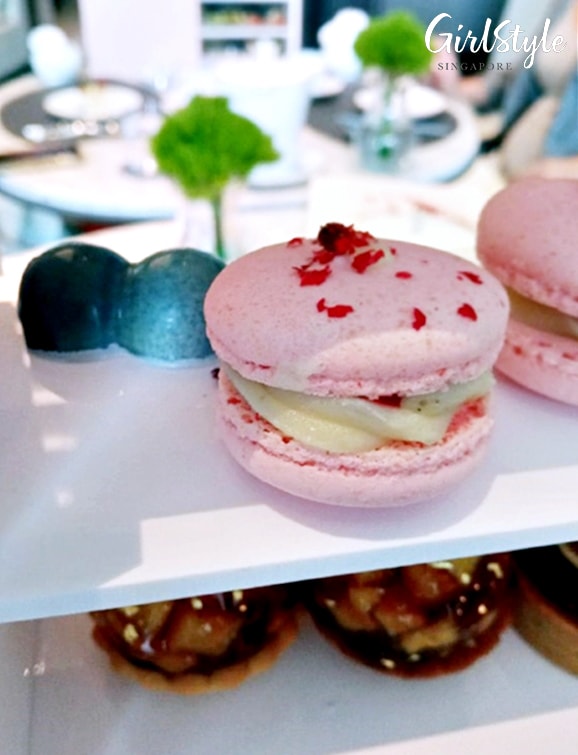 Ginger.Lily afternoon tea Blue Hibiscus Bar & Peppercorn Cherry Macarons