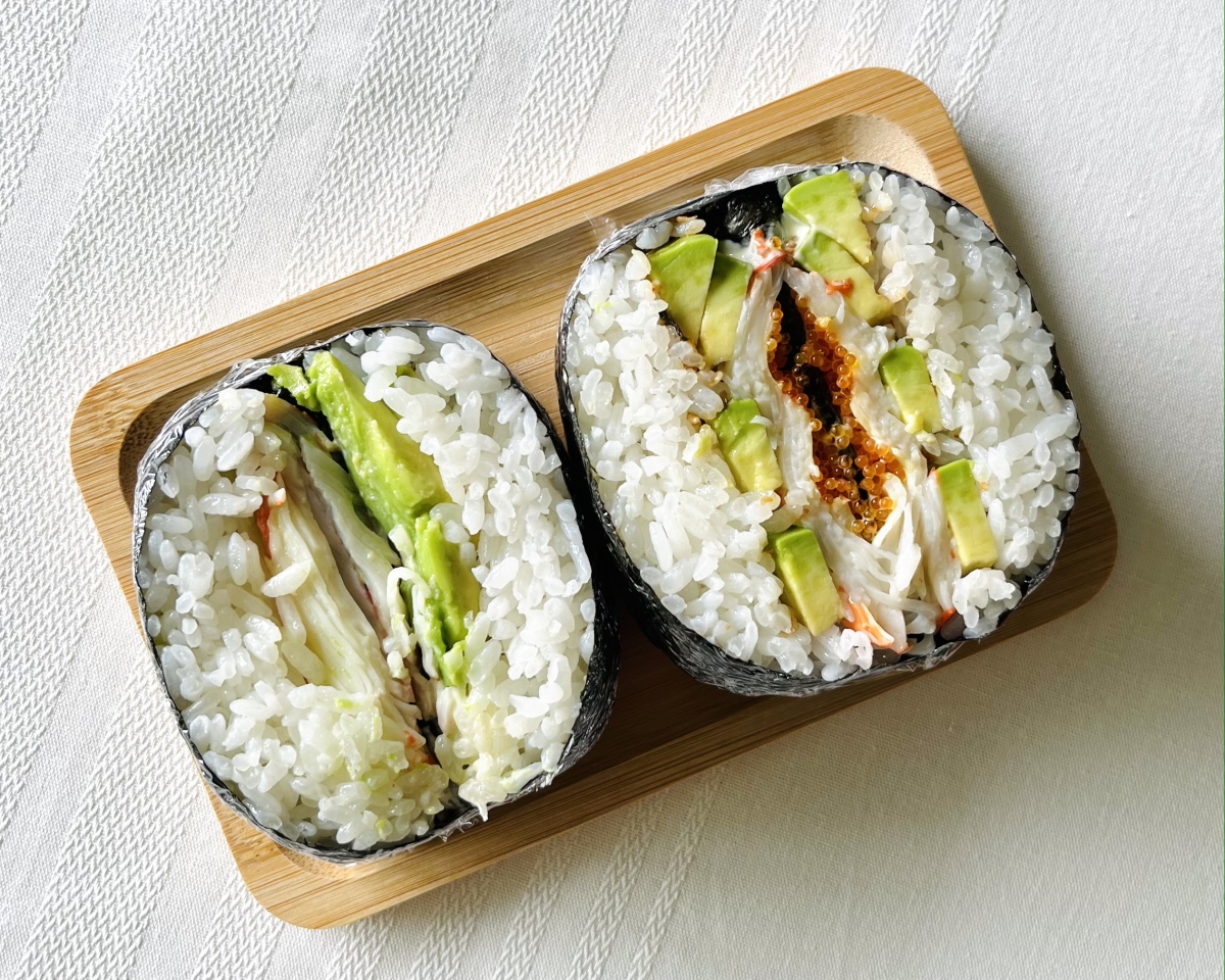 Onigirazu made with Ibaraki Fukumaru rice.