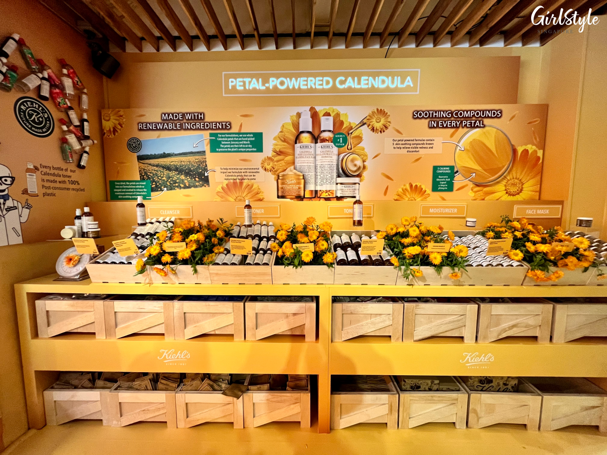 Wooden crate skincare display - Kiehl’s Calendula-Mart