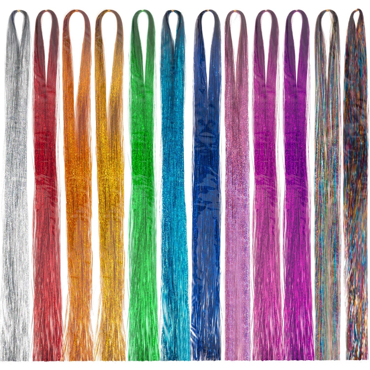 Rainbow-coloured hair tinsel