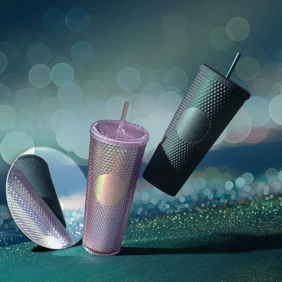 Starbucks Singapore Studded Cold Cup Twinkle Purple Matte Forest Green
