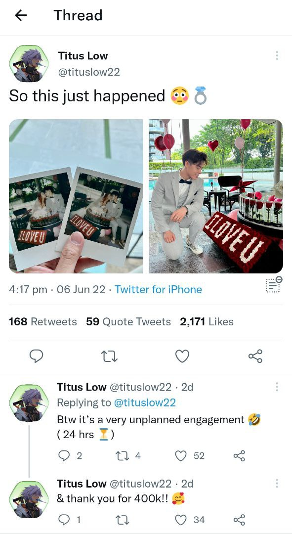 Is Titus Low engaged?