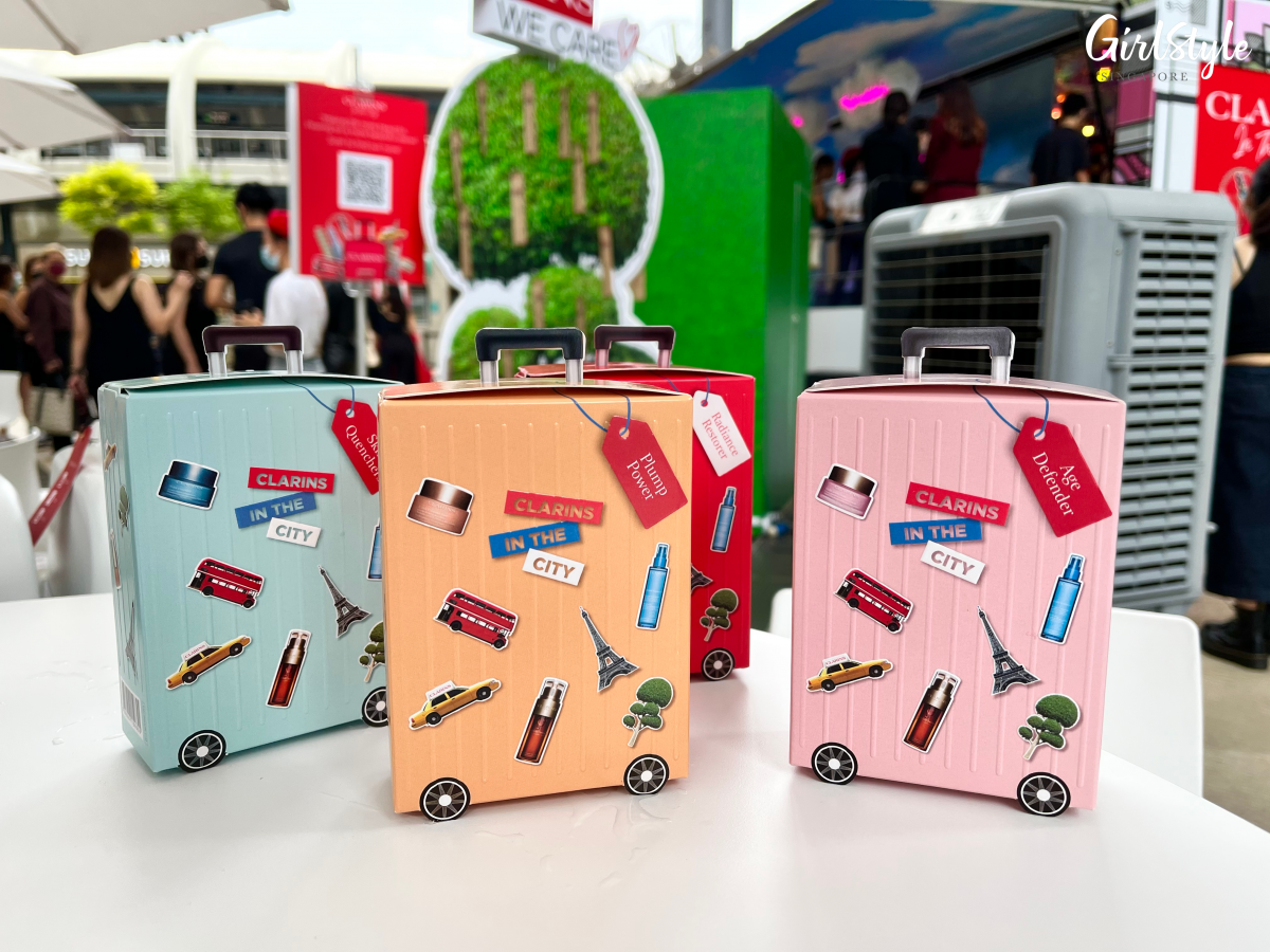 Skin consultation and personalised skincare samples kit - Clarins In The City pop-up beauty trailer at Paya Lebar Quarter