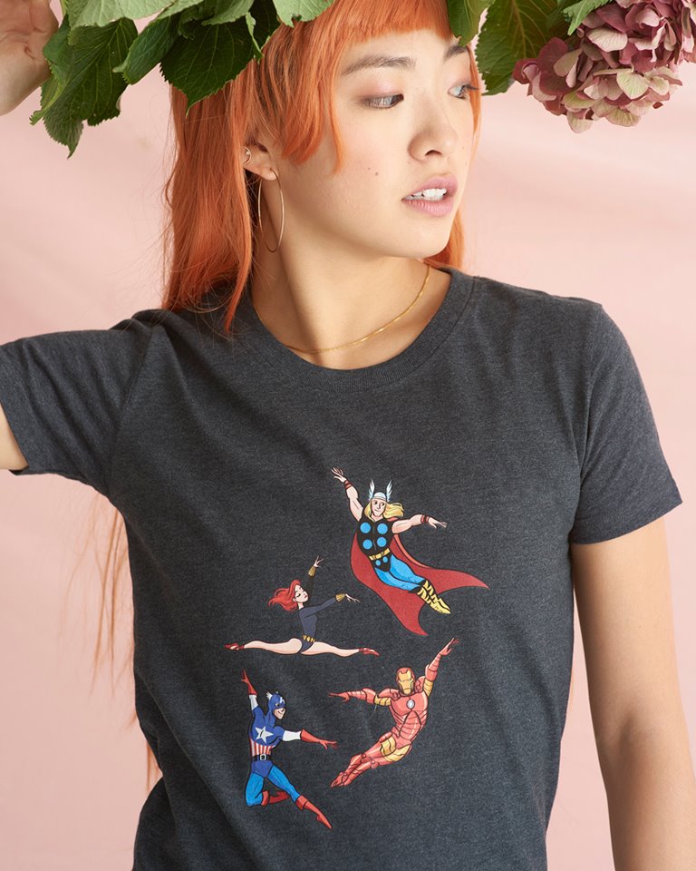 Superheroes dancing ballet