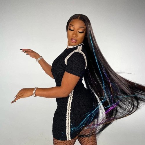 Megan Thee Stallion's shiny hair tinsel