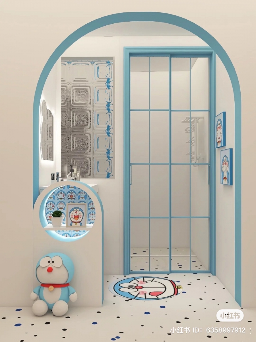 Doraemon-themed bathroom