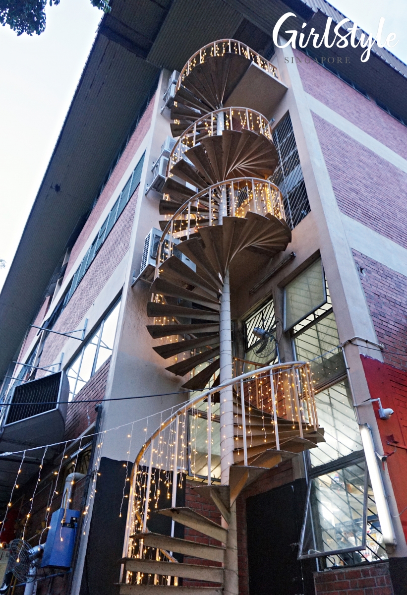 Mr Yakiniku spiral staircase with fairy lights