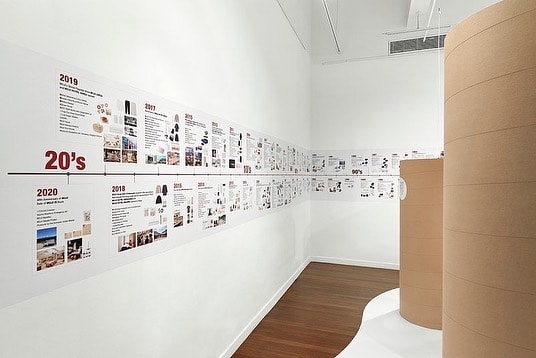 MUJI Timeline display - To the Forest of Verbs with MUJI IS exhibition at Japan Creative Centre in Singapore