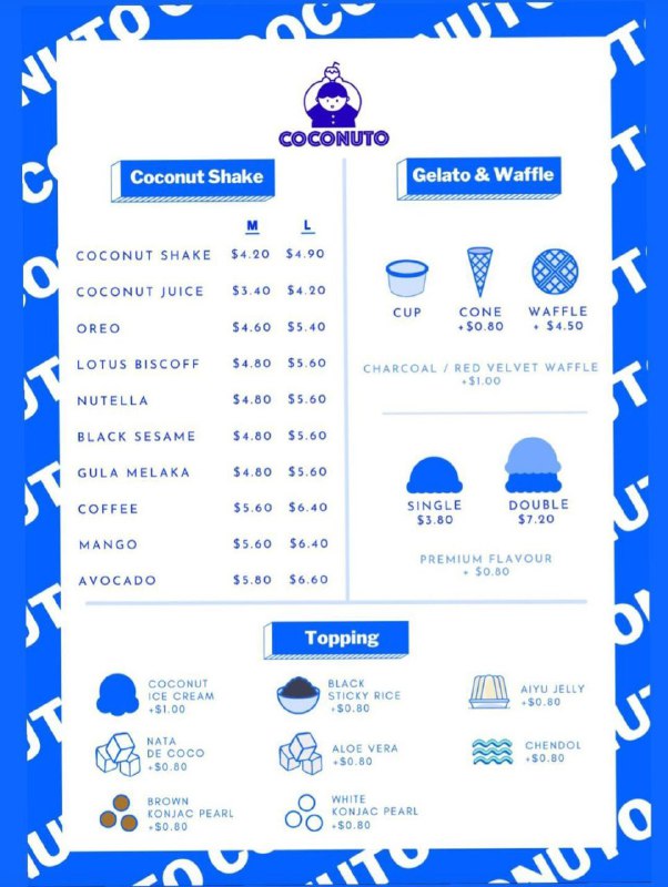 Coconuto cafe menu