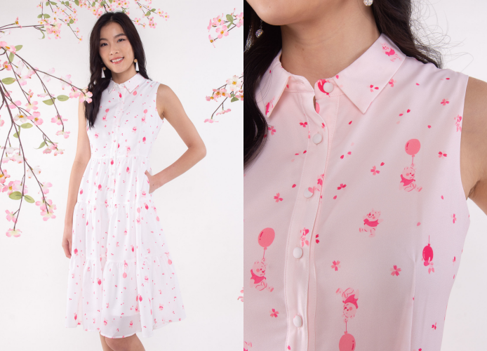 L'zzie Winnie & Piglet Sakura Midi Dress