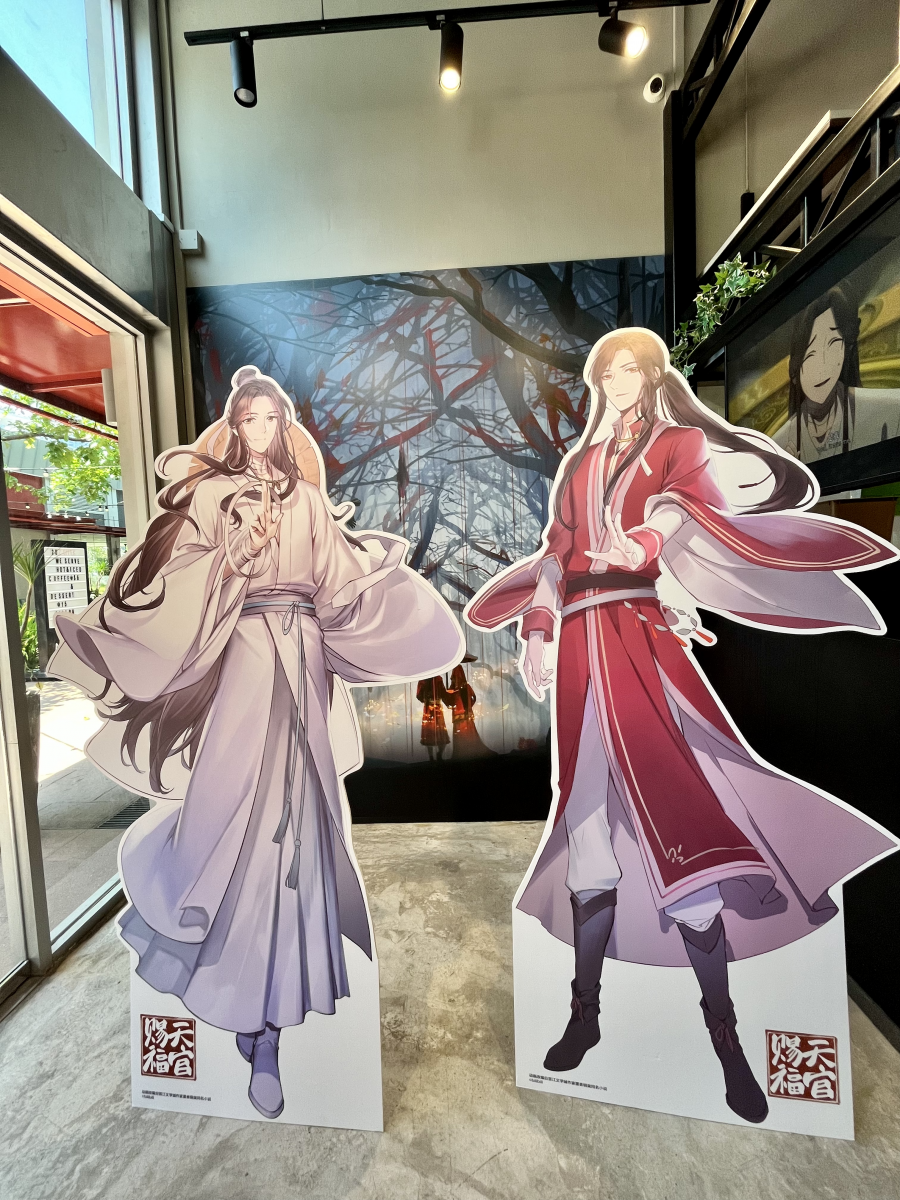 Character standee photo spot - Heaven Official’s Blessing-themed ANIPLUS Cafe