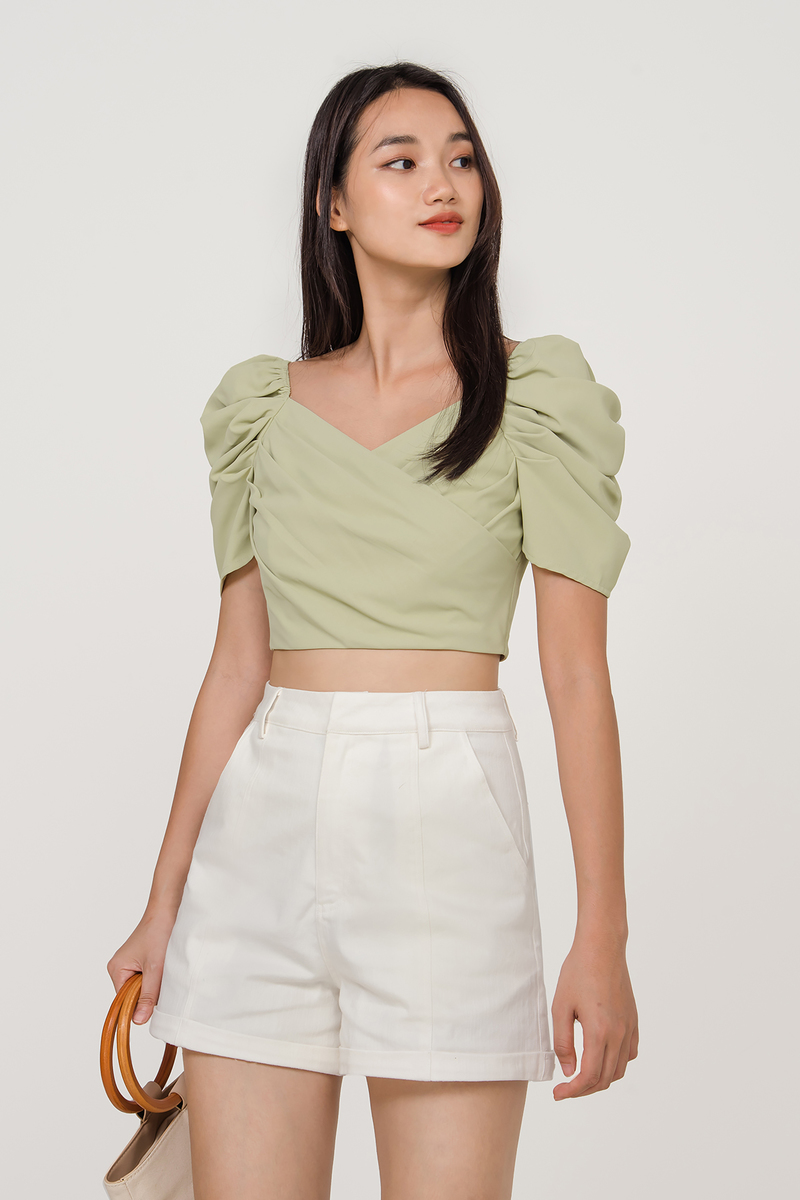 Rachel Puff Sleeve Crop Top