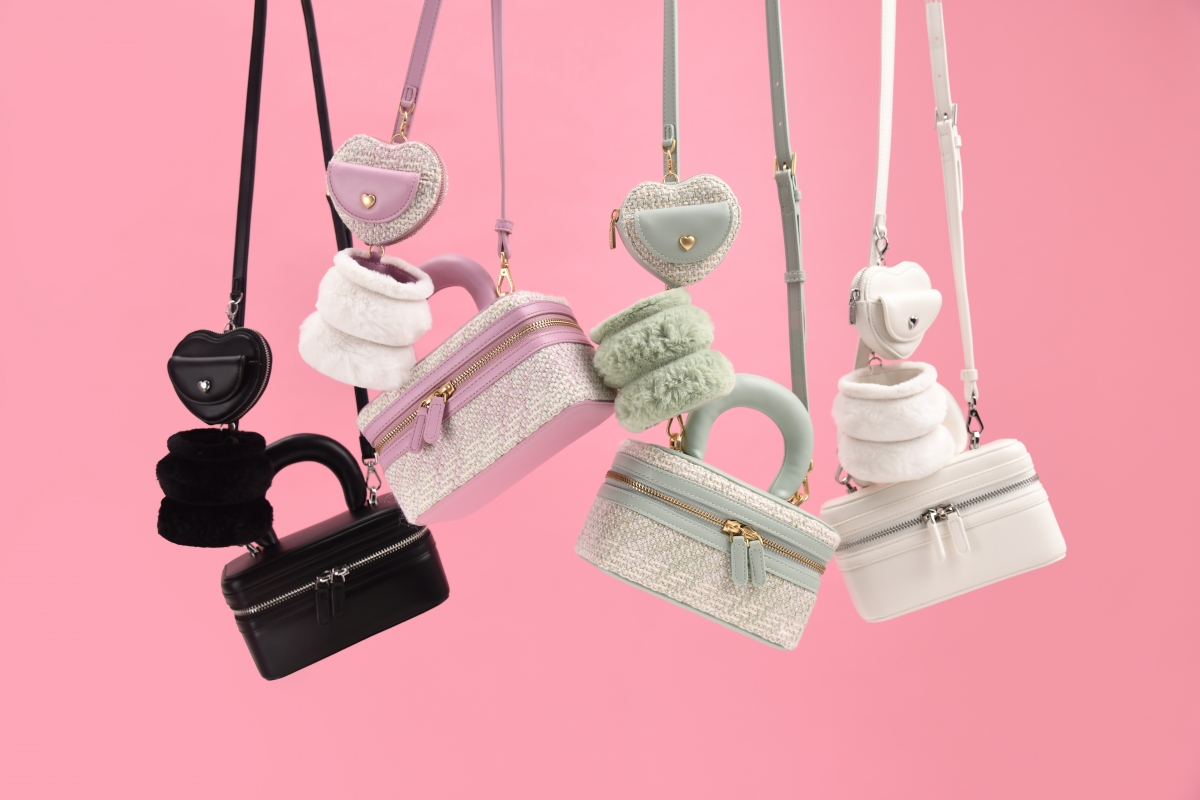 From the left: Melody Shoulder Bag in black, blush, light green and chalk, $99.90 each, from PEDRO.