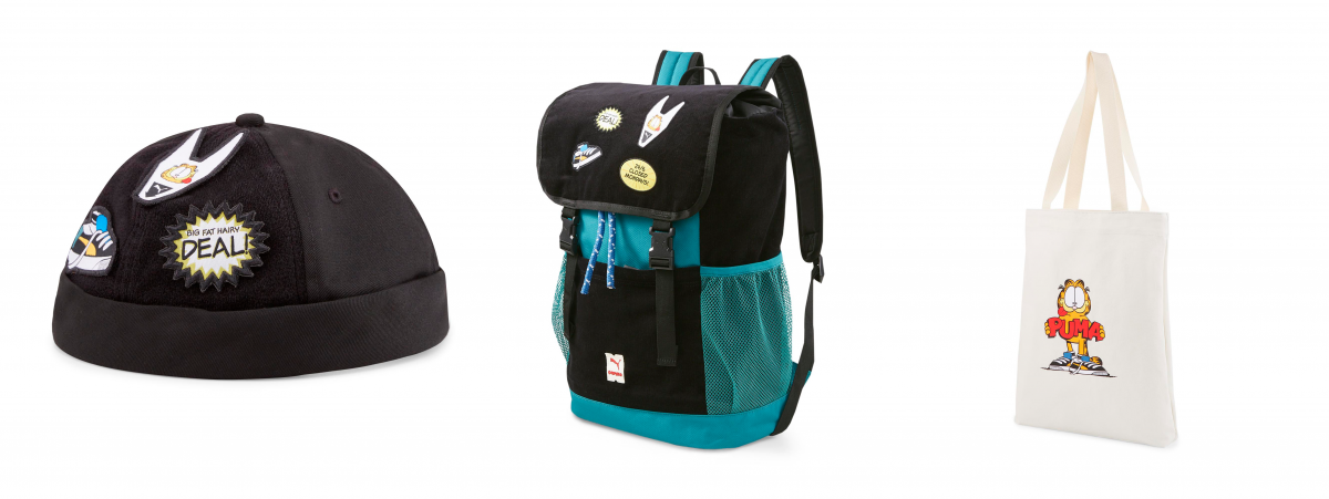 PUMA x GARFIELD hat, backpack and shopper