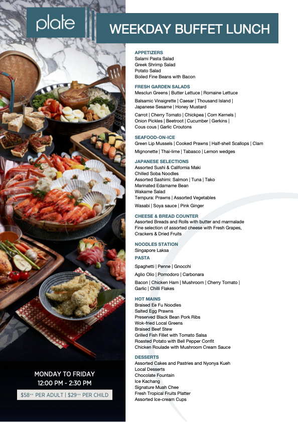 Plate at Carlton City Hotel Singapore Weekday Buffet Lunch Menu 