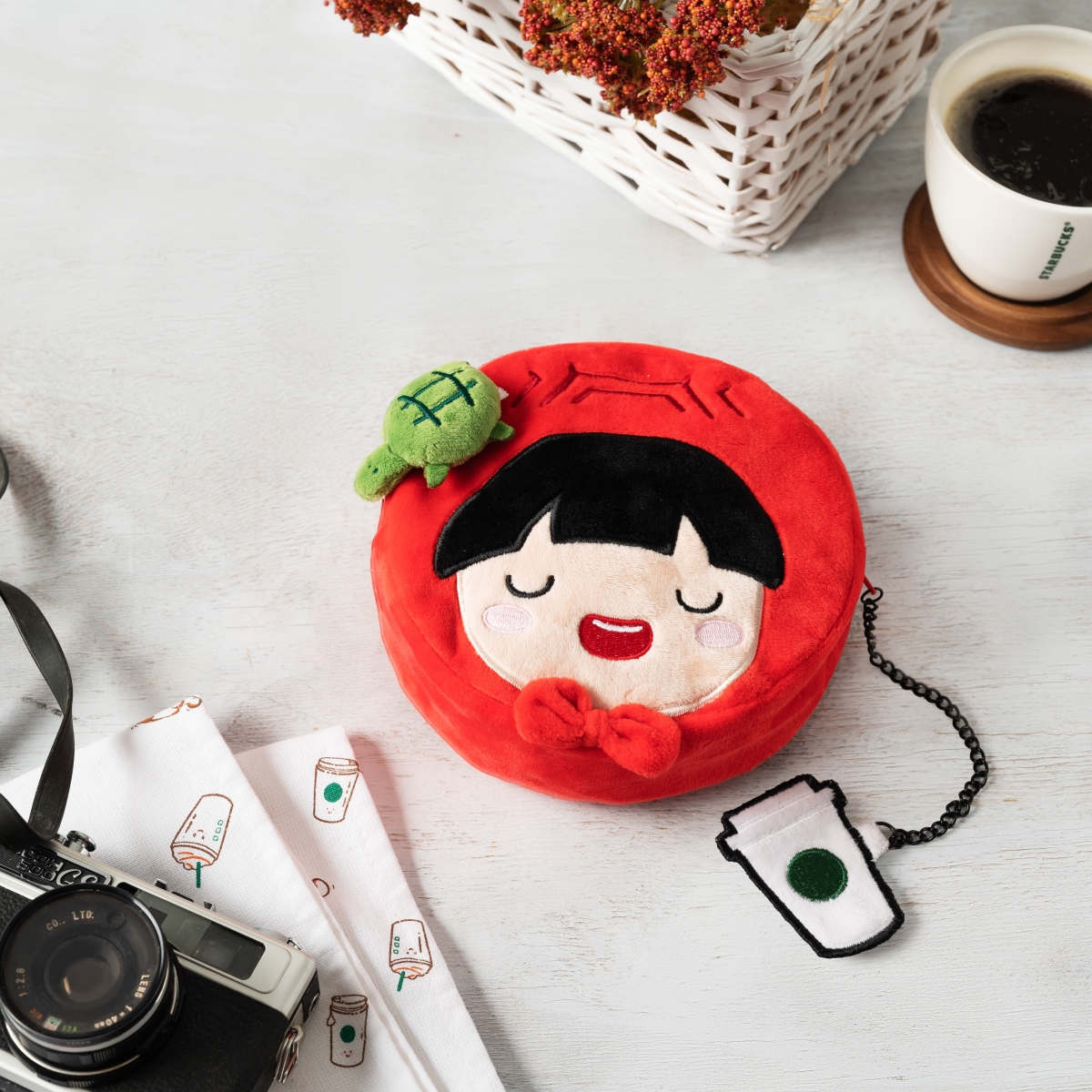 Starbucks Singapore x Ang Ku Kueh Girl plush zip pouch