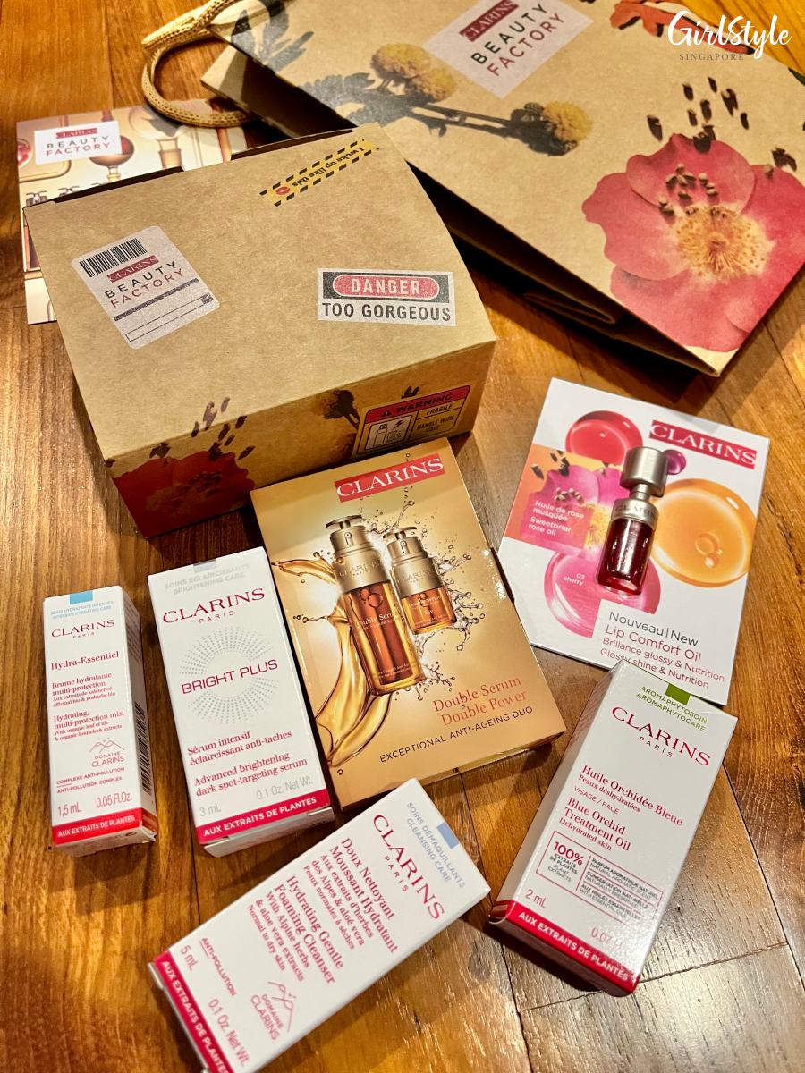 Free skincare sample kit at Clarins Beauty Factory