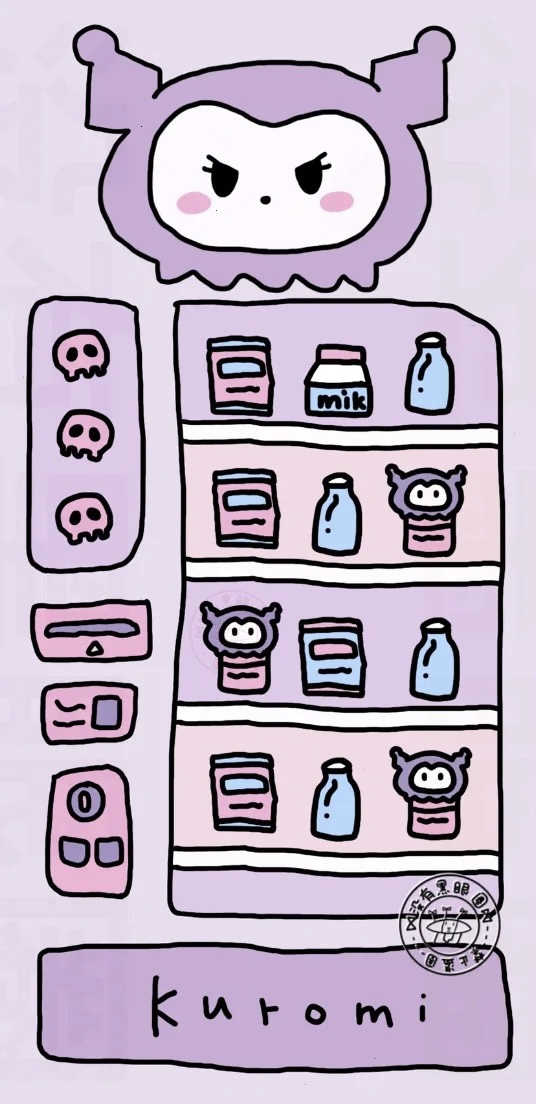 Kuromi vending machine phone wallpaper