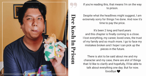 Dee Kosh To Be Jailed 8 Months For Teenage Boys Scandal, Writes Final Apology Note Before Saying Goodbye