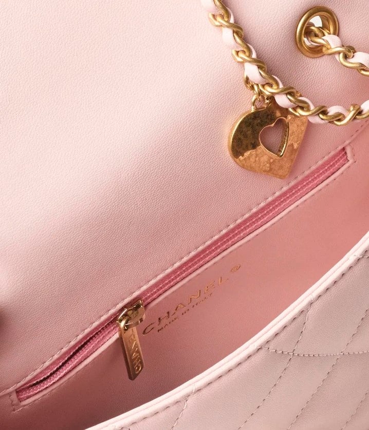 Chanel's New Mini Flap Bag Is Pink & Comes With HeartShaped