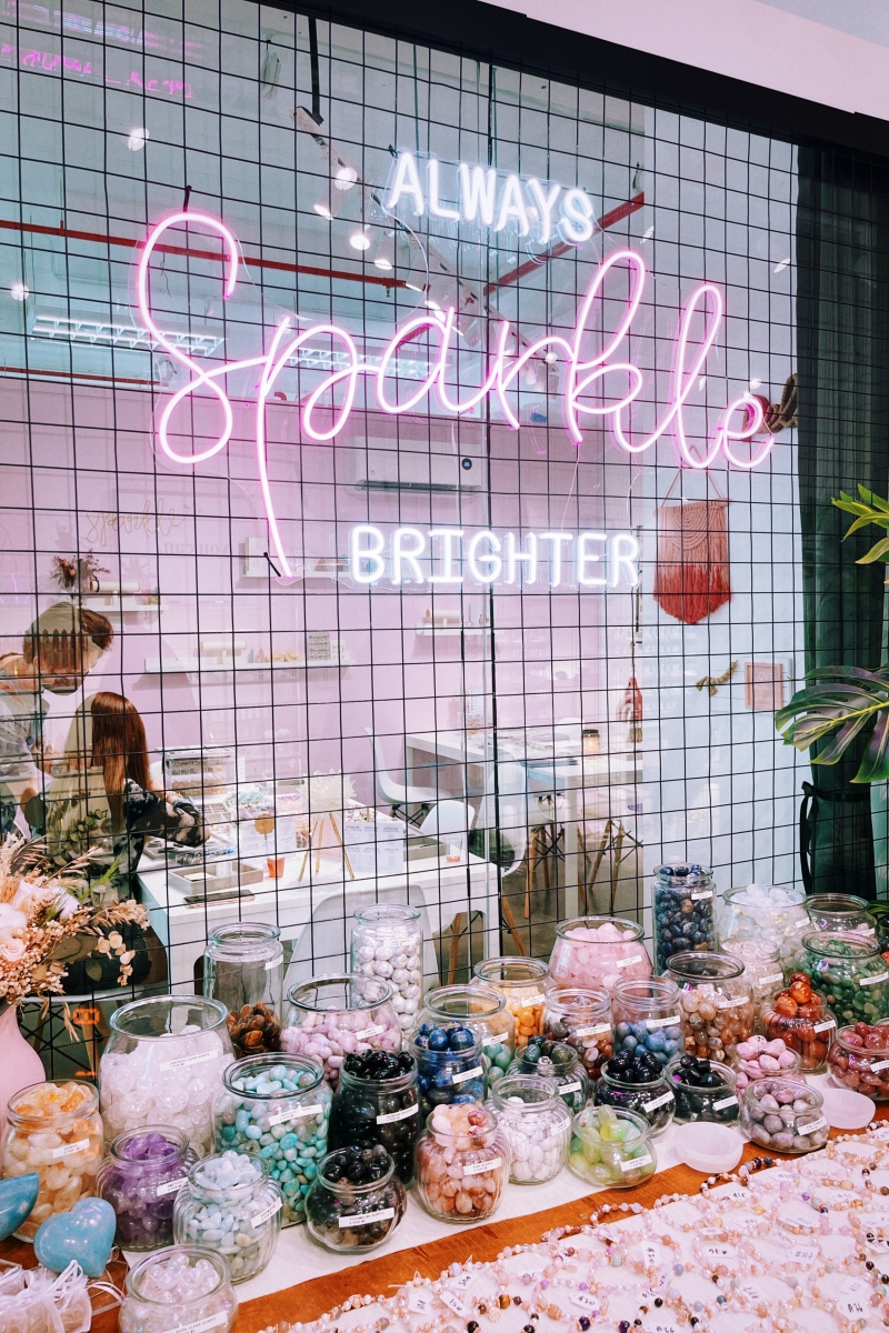 A wide range of colourful healing crystals